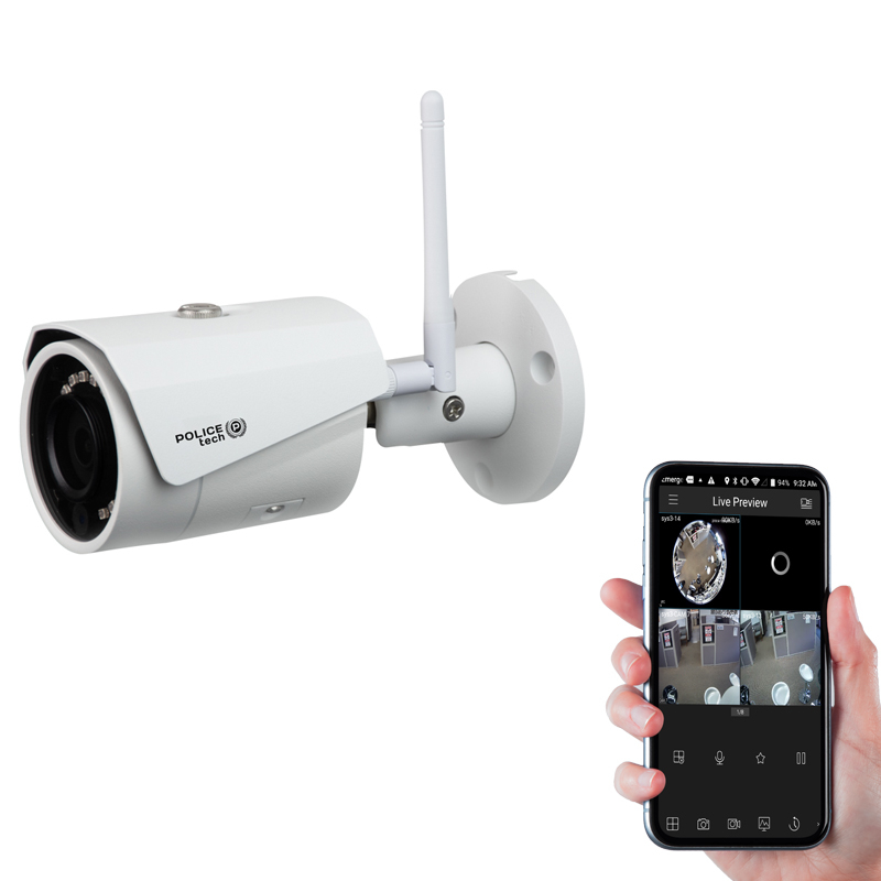 Kamera tubowa IP WiFi 4Mpx micro SD POLICEtech 30m podczerwień